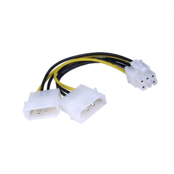 переходник 6-pin -Molex x2 Afox 6P2M, для видеокарты 