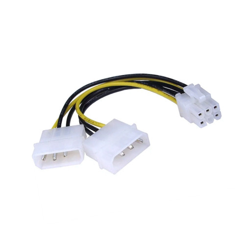 переходник 6-pin -Molex x2 Afox 6P2M, для видеокарты 