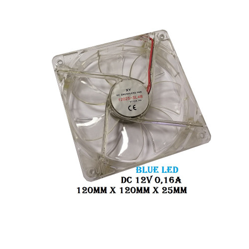 вентилятор 120x120x25mm XY-Fan 12025-SL4B, Blue-LED, 12v 0.16a