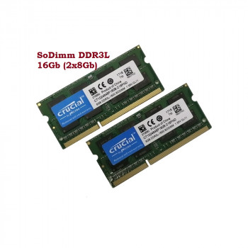 ОЗУ So-Dimm 16Gb PC3L-12800s, DDR3L-1600, Crucial CT102464BG160BC16FND (Kit 2x8Gb)