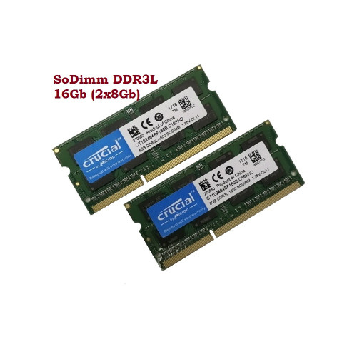 ОЗУ So-Dimm 16Gb PC3L-12800s, DDR3L-1600, Crucial CT102464BG160BC16FND (Kit 2x8Gb)