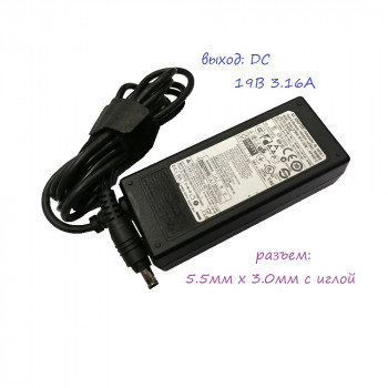 блок питания Samsung/ Delta ADP-60ZH D, AD-6019R, 19V 3,16A, размер штекера 5,5mm x 3,0mm