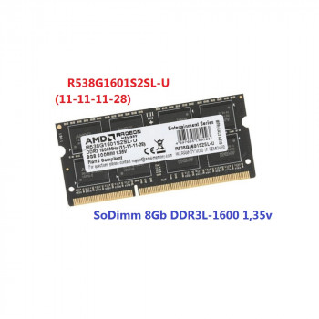 ОЗУ So-Dimm 8Gb PC3L-12800s, DDR3L-1600, AMD R538G1601S2SL-U (11-11-11-28)