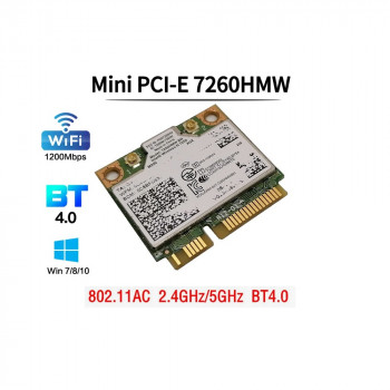 контроллер  WLAN Wi-Fi microPCI-Express Intel 7260HMW BN 802.11 a/ac/b/g/n + Bluetooth 4.0 