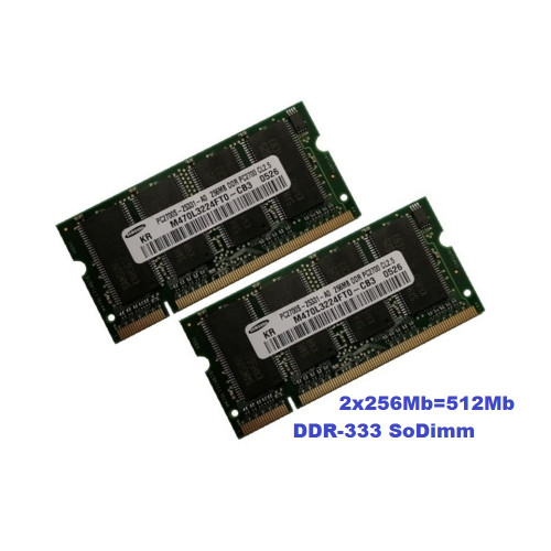 ОЗУ So-Dimm 512Mb DDR333, PC2700, Samsung M470L3224FT0-CB3 (Kit 2x256Mb)