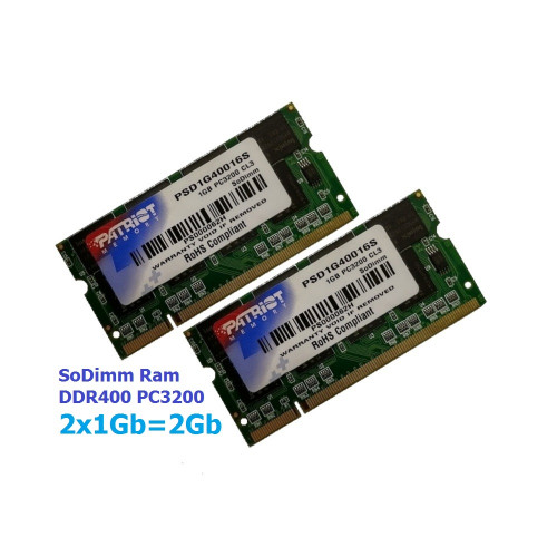 ОЗУ So-Dimm 2Gb DDR400, PC3200, Patriot PSD1G40016S (Kit 2x1Gb) 