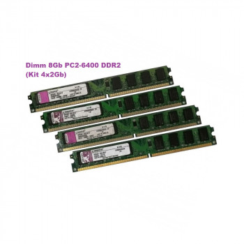 ОЗУ Dimm 8Gb PC2-6400(800)DDR2 Kingston KVR800D2N6/2G 99x5429-00x.A0xLF   (Kit 4x2Gb)