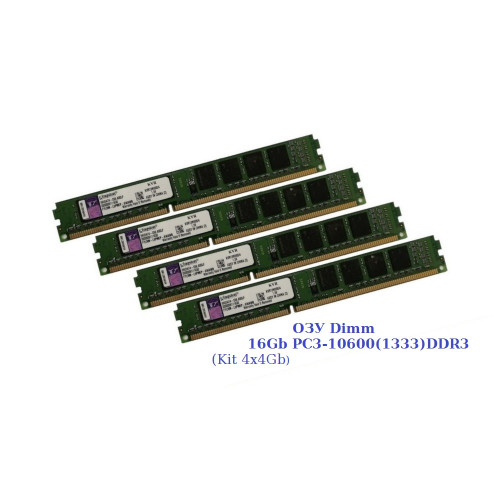 ОЗУ Dimm 16Gb PC3-10600(1333)DDR3 Kingston KVR13N9S8/4 (Kit 4x4Gb)