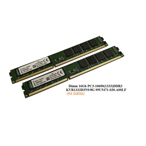 ОЗУ Dimm 16Gb PC3-10600(1333)DDR3 Kingston KVR1333D3N9/8G 99U5471-030.A00LF (Kit 2x8Gb)