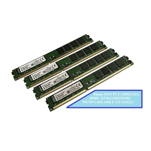 ОЗУ Dimm 32Gb PC3-10600(1333)DDR3 Kingston KVR1333D3N9/8G 99U5471-030.A00LF (Kit 4x8Gb)