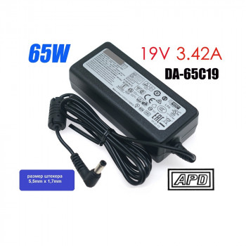 блок питания APD DA-65C19, 19V 3,42A, размер штекера 5,5mm x 1,7mm
