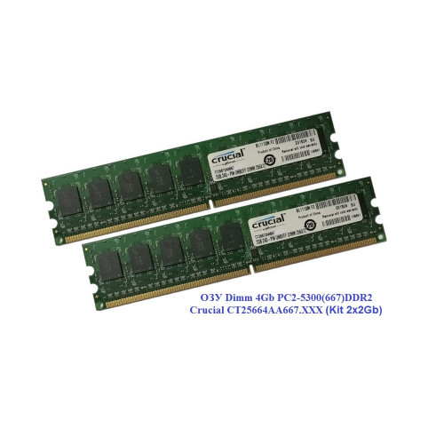 ОЗУ Dimm 4Gb PC2-5300(667)DDR2 Crucial CT25664AA667.XXX (Kit 2x2Gb)