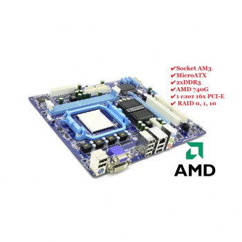 материнская плата сокет Am3 GigaByte GA-MA78LMT-S2 rev1.3 чипсет AMD740G 