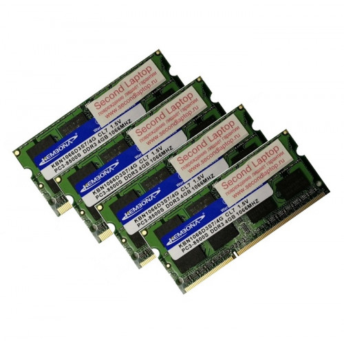 ОЗУ So-Dimm 16Gb PC3-8500s, DDR3-1066, KemBona/Samsung KBN1066В3S7/4G (Kit 4x4Gb) 