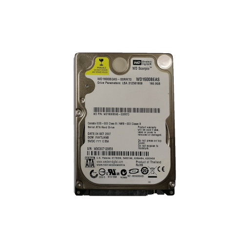 Винчестер 2,5" 160Gb SATA WD Scorpio WD1600BEAS-00RRT0