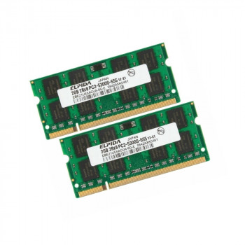 ОЗУ So-Dimm 4Gb PC2-5300, DDR2-667 Elpida EBE21UE8ACUA-8G-E (Kit 2x2Gb)