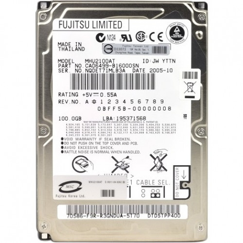 Винчестер 2,5" 100Gb IDE Fujitsu MHV2100AT